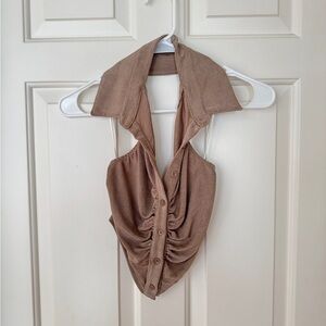 Alice Elle Backless Tan Tank Top